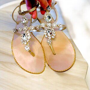 Lilly Pulitzer Katie Embellished Sandal Gold Metallic Leather